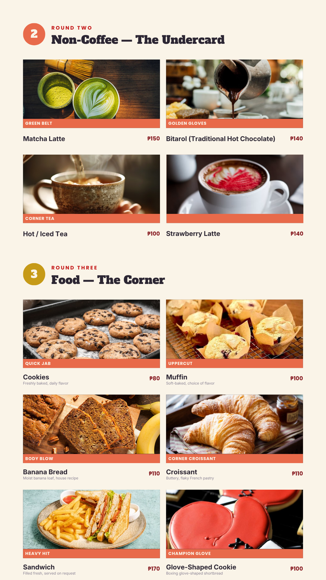 Menu — Rounds Two & Three